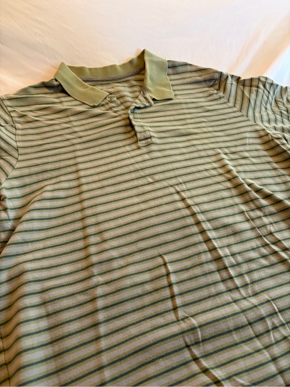 Eddie Bauer Light Green Striped Polo Size XXL